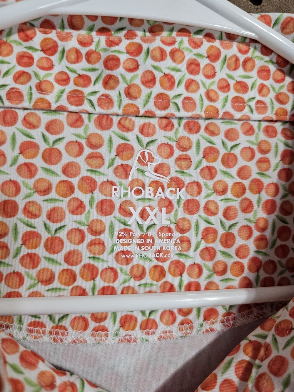 Rhoback Men's Performance Polo The Absolute Peach Print Georgia Peach XXL Golf - Picture 11 of 11